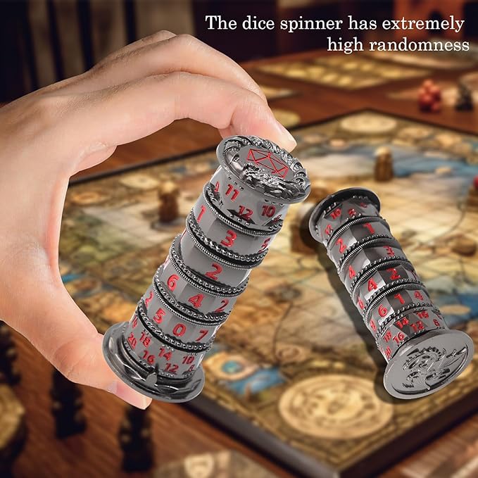 Pagoda Dice Spinner, 7 in 1 Metal Unique Roulette Dice for Sci-Fi, War, Crime Theme Tabletop Games