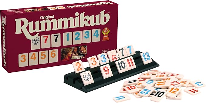 Pressman Original Retro Style Large Numbers Rummikub - Includes Tiles with Bright, Over-Sized, Inset Numbers for Easy Viewing, Multi Color
