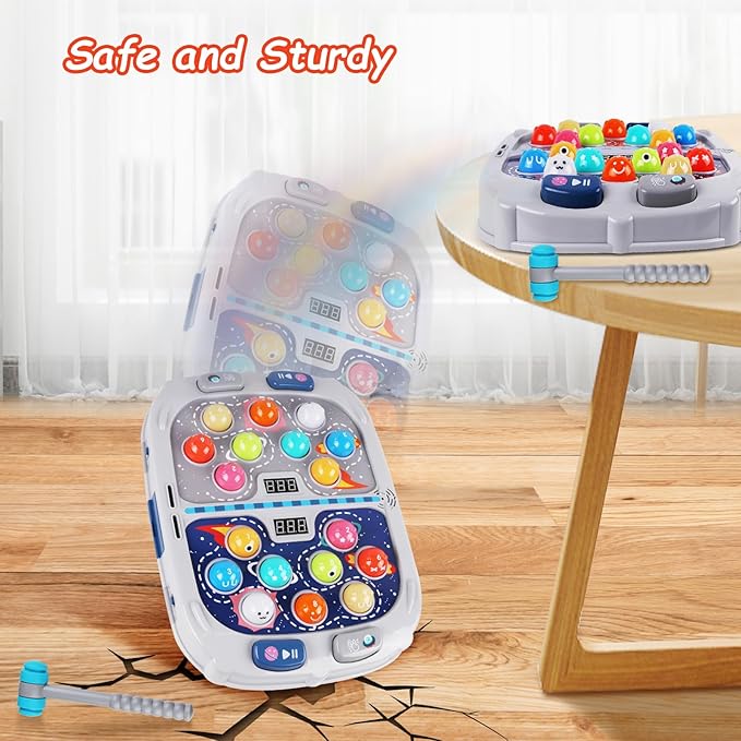 Hammer Mole Game for Toddler, Toys for 3-12 Year Old Boys and Girls, Kids Whacking Mole Game,Gifts for 3 4 5 6+ Year Old Boys, Interactive Educational Toy with Sound and Light, PK Mode with 2 Hammers