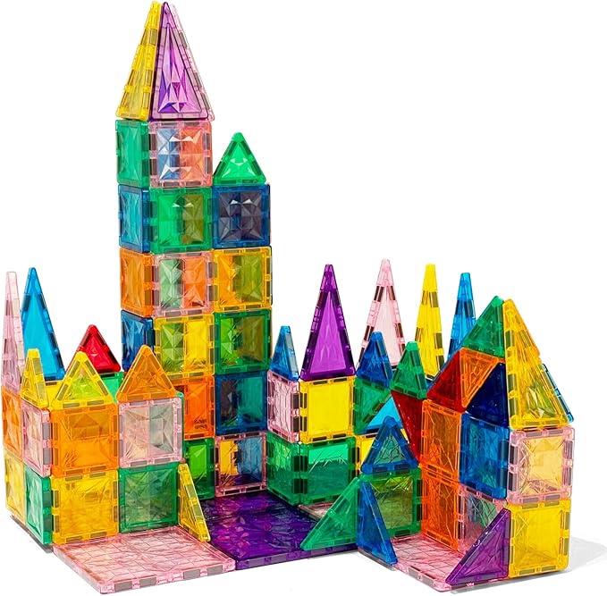 Magnetic Building Tiles 100 PCS Magnets Stacking Kids Toys STEM Sensory Games Educational Construction Toys Christmas Toy Gift for Boys and Girls 3 Year Old Up (Small)