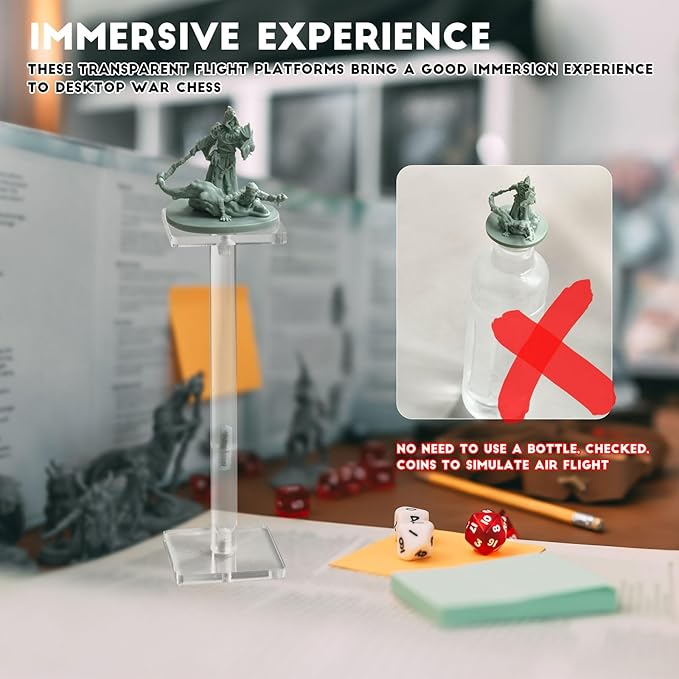 AAiphuwew 6pcs Combat Risers for Flying Miniatures, Adjustable Height Multi-Tiered Raised Platforms Flying Miniatures Combat Riser for Tabletop RPG and Board Games