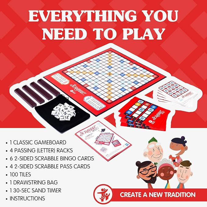 Joy for All Senior Word Games - Classic Scrabble & Bingo - Easy to Read & Grip - Board Games for Elderly Adults, Orange