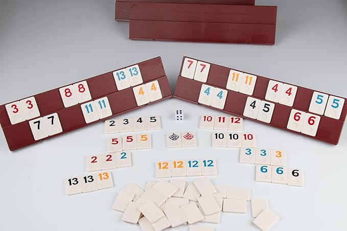 Doublefan Rummy 106 Tiles Large Rummy with 4 Sturdy Racks& Instructions Rummy Tiles with Aluminum Case Suit for 2-4 Players
