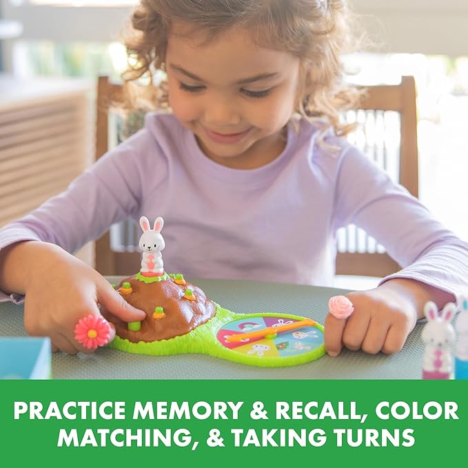 Educational Insights Pop Pop Bunny Hop - Memory & Color Matching Game for 2-4 Players, Preschool Learning Game, Gift for Ages 3+