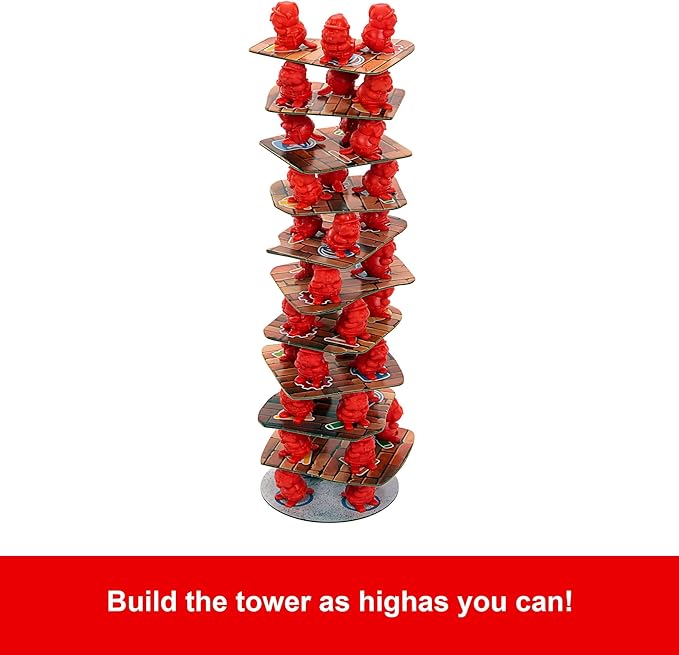 Mattel Games Beaver Building Fun Game for Family Nights, Game Nights, Travel & Camping for 2-4 Players 6 and Up with 45 Beaver Figures, 14 Double-Sided Building Tiles and 3 Dice.