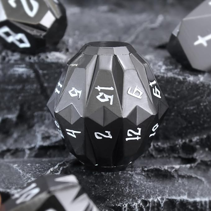 Metal DND Dice Set D and D, Dungeons and Dragons Dice of 7 RPG Dice Set Metal Unique Cool Polyhedral Dice Set with Cardboard Box for Role Playing Games TTRPG Gifts (Black)