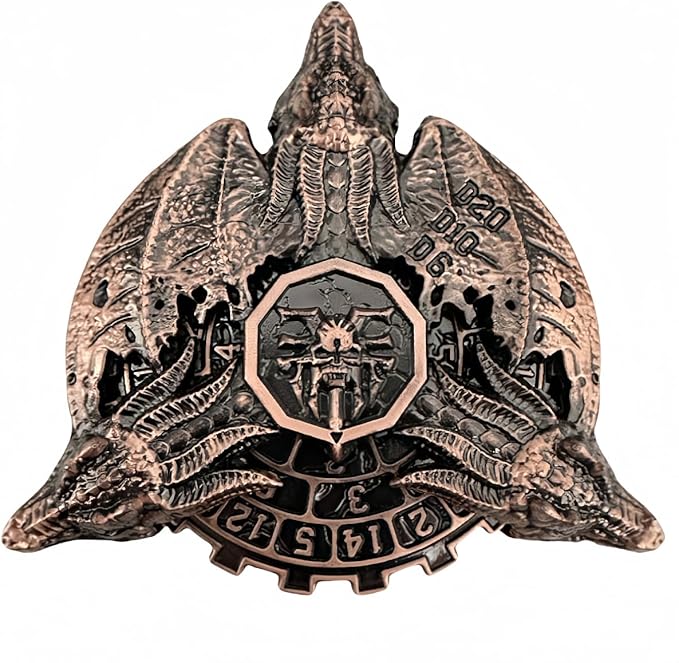 Metal Dragon Dice Set DND Unique Roulette Dice, D4,D6, D8, D10, D12,D20,D% 7-in-1 Metal dice, Perfect for D&D Dungeons and Dragons, RPG and Pathfinder Role Playing Games(Antique Red Copper)