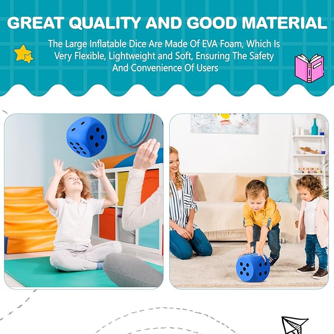 Shappy 6 Inches Foam Dice Fun Filled Large Educational Toy Kawaii Giant Dice Decorative Eva Foam Jumbo Cube Big Square Building Blocks for Game Nights Learning Sessions(Blue,1 Pc)