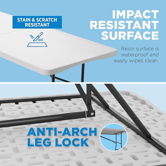 Sorfey Folding Table 6-Foot X 30 inch, White Plastic