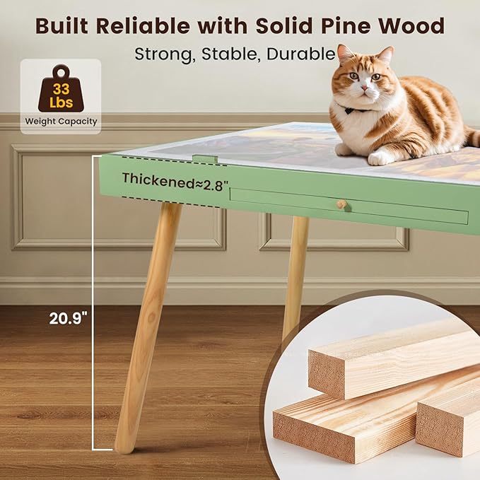 1500 Pieces Wooden Jigsaw Puzzle Board with Legs, 35"x26.8" Felt Mat Puzzle Table with 5 Drawers and Cover, 3 Adjustable Tilting Angles Up to 40° Puzzle Table for Adults and Teens, Mint Green