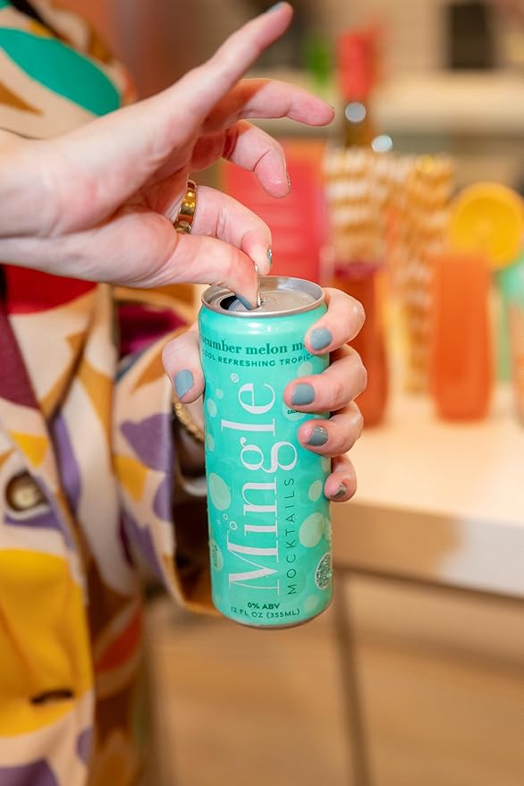 Mingle Mocktails Cucumber Melon Mojito, Premium Non-Alcoholic Drinks, Refreshing Pre-Mixed Drinks, Healthy Alternatives, Canned Mocktails, 12 fl. oz. Cans, Pack of 24