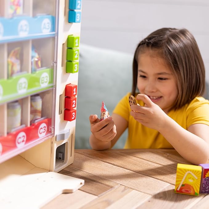 Melissa & Doug Sort, Stock, Select Wooden Vending Machine Play Set, Wooden Toy Play Food for Boys and for Girls 3+