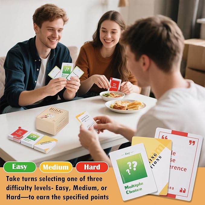 Bible Trivia Game 300 Cards, Perfect for Bible Study, Youth Groups and Church Gatherings, Fun Christian Trivia Game Cards for Adults and Family, A Great Christian Gift