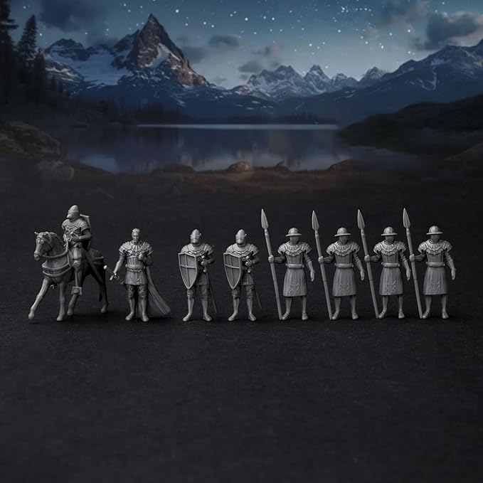 AUSPDICE AF676 Medieval Military Camp RPG Terrain Set for DND Map Building, Compatible with TTRPG Games, Modular Game Pieces with Barricades, Tents, Watchtowers, and Props