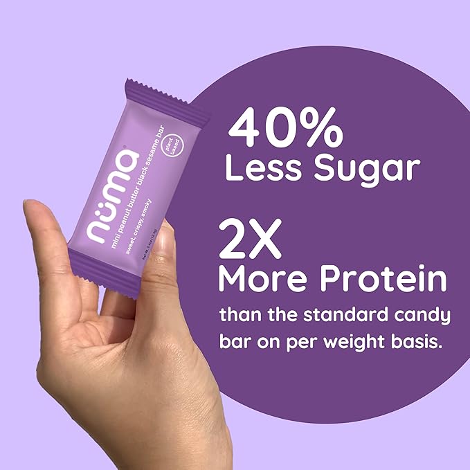 Mini Peanut Butter Black Sesame Bars – Vegan, Low Sugar, High Protein, Low Calorie, All Natural, Gluten Free – Crunchy Plant Based Snack – 3 Bags with 8 Individually Wrapped Pieces