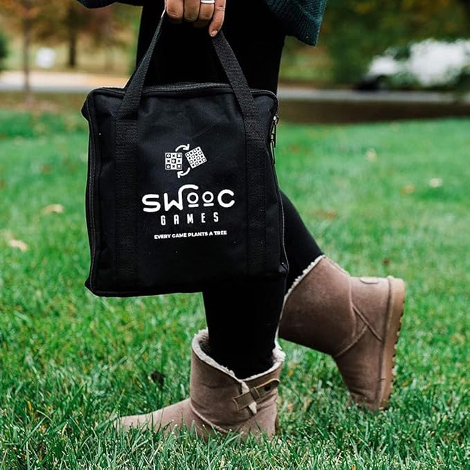 SWOOC Games - 2-in-1 Premium Giant Checkers & Tic Tac Toe Game (4ft x 4ft) - 100% High Density EVA Foam Mat & Pieces - Extra Large Checkers Set with Jumbo Checkerboard and Yard Size Tic Tac Toss