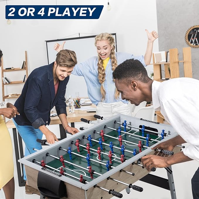 48in Foosball Table, Competition Sized Soccer Table w/ 2 Balls, 2 Cup Holders 2x4ft for Kids, Adults, Suit for 4 Players, Football Table for Home, Game Room, Arcade