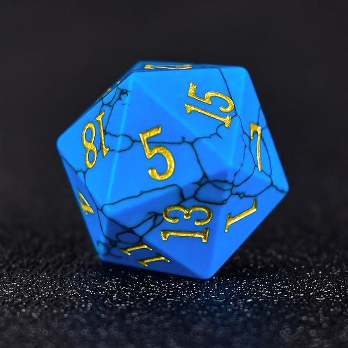 Gemstone DND Stone Dice Sets D&D 7 Pcs Polyhedral Dice Set Handmade,Chalchite Stone Dice Set Natural Gemstone Dice Sets with Metal Case for Dungeons and Dragons RPG MTG Tabletop Games