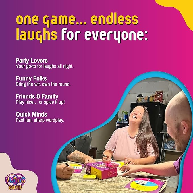 VENNS WITH BENEFITS – Fun Board Game About Venn Diagrams for 3+ Players, Teens & Adults, Perfect for Friends & Family Game Nights