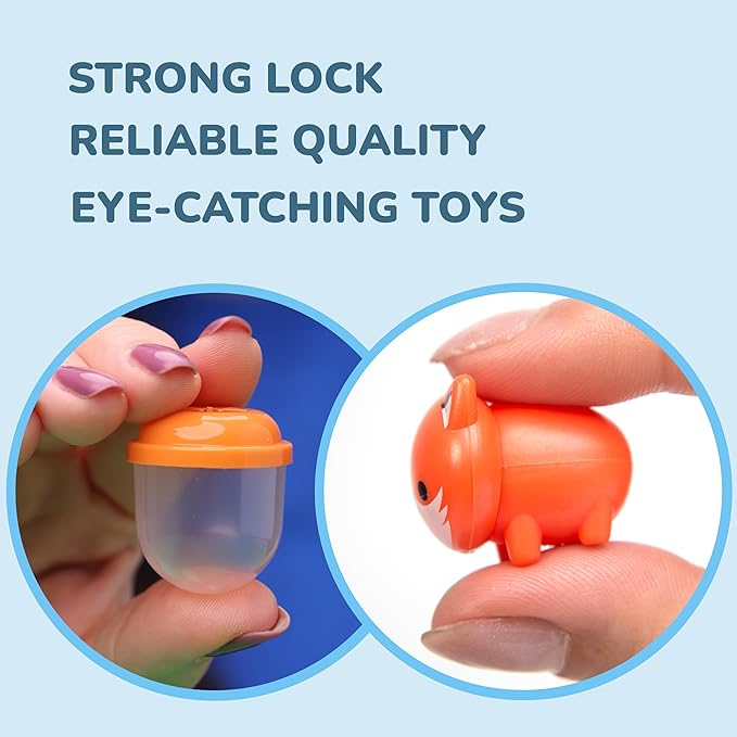 Entervending Farm Animal Figurine Toys in Capsule - 50 Pcs -1.1 Inch Plastic Capsules with Assorted Pets & Animals Mini Figurines for Kids - Easter Basket Stuffers - Toy Vending Machine Refill