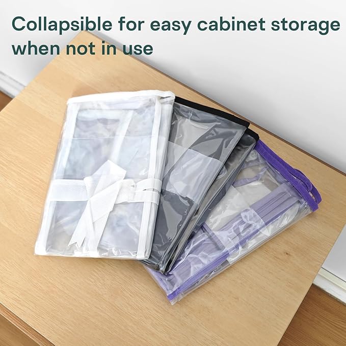 5PACK Clear Zippered Storage Bags for Clothes, 22L Closet Organizers Bag, and Blanket Storage Bags for Bedding, Linen, Blankets, Comforters, Clothing & Toys (Purple)