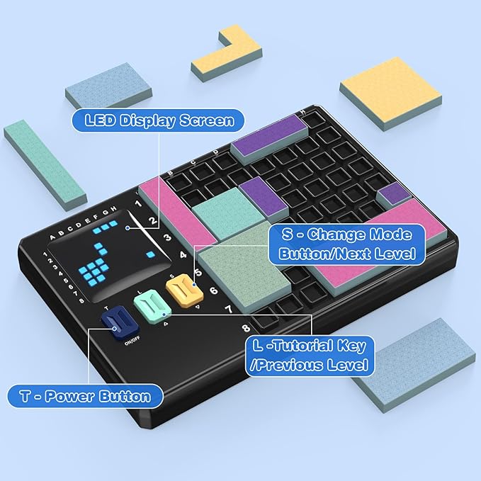 Blocks Pattern Matching Puzzle Games, Original Challenges Brain Teaser Toys for Kids & Teens, IQ Montessori STEM Educational Game for Boys Girls, Travel Games for Road Trips (Black)