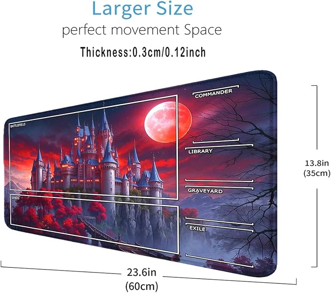MTG Playmat- Stitched Edges Forest TCG Playmat-Non-Slip Landscape Play Mat Smooth Surface Rubber Base Board Game Mousepad 24x14 inches for Trading Card Game Playing with Storage Bags