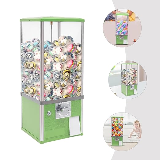 Vending Machine, Gumball Bank Gumball Machines, Mini Vending Machines, Toy Vending Machine for Perfect for Birthdays, Christmas and Kiddie Parties 10.24x10.24x25.2 in (Light Green)