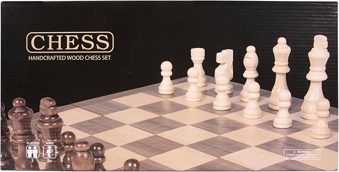 Premium Wooden Chess Set, 15.7 Inche Chess Board Game Set for Adults - Folding Board - Pieces Storage Slots, Handmade Portable Travel Chess Game - Beginner Chess Set for Kids, 6 up Age