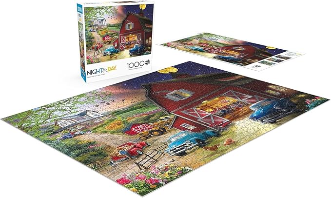 Buffalo Games - Bigelow Illustrations - Farm Life Day and Night - 1000 Piece Jigsaw Puzzle for Adults -Challenging Puzzle Perfect for Game Nights - Finished Size is 26.75 x 19.75