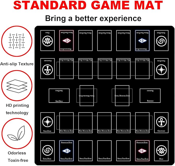 Card Rubber Mat - 2 Player, Square playmat for Gamer 60x60cm/23.6x23.6inch