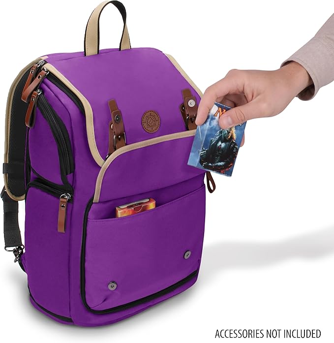 ENHANCE Designer Edition TCG Backpack - MTG Deck Bag Card Binder Space, TCG Deck Box Storage, MTG Playmat Holder - Card Storage Compatible with Magic the Gathering, Pokemon, Lorcana (Canvas Purple)