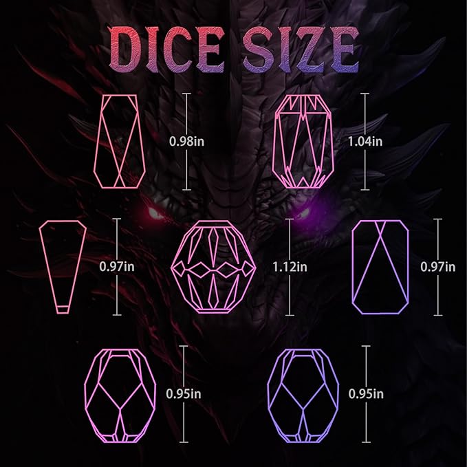 Metal Dice Set D and D for Dungeons and Dragon, Metal Polyhedral DND Dice with Cardboard Box Unique Cool RPG Dice for Role Playing Tabletop Games Gifts (Black Red)