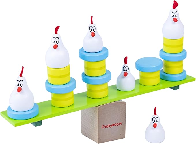 Tabletop Board Game, All Wooden, for Preschool Kids Adults Family, Award Winning Educational Skill Building, for Ages 4+, Chickyboom by Blue Orange
