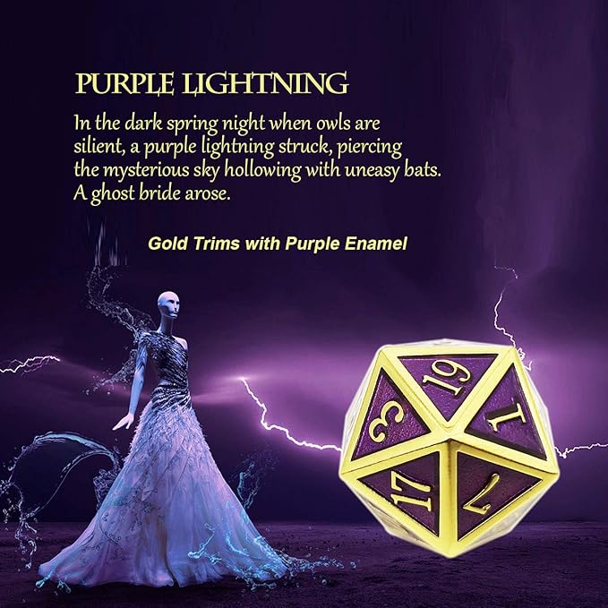 Haxtec D&D Metal Dice Set Gold Purple DND Dice for Dungeons and Dragons Gifts RPG Roleplaying Dice