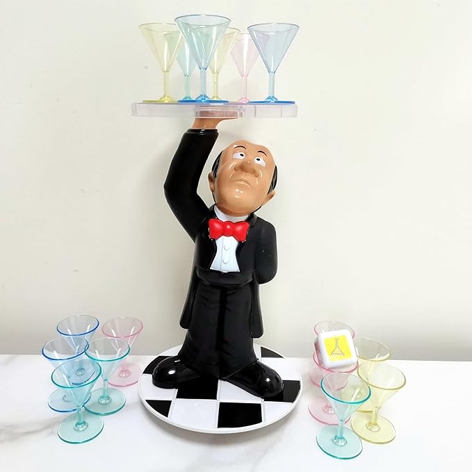Wobbly Waiter Balance Game,Martini Glasses Stacking Game,2-4 Players Fun Family Party Topple Game,Suitable for Kids and Adults