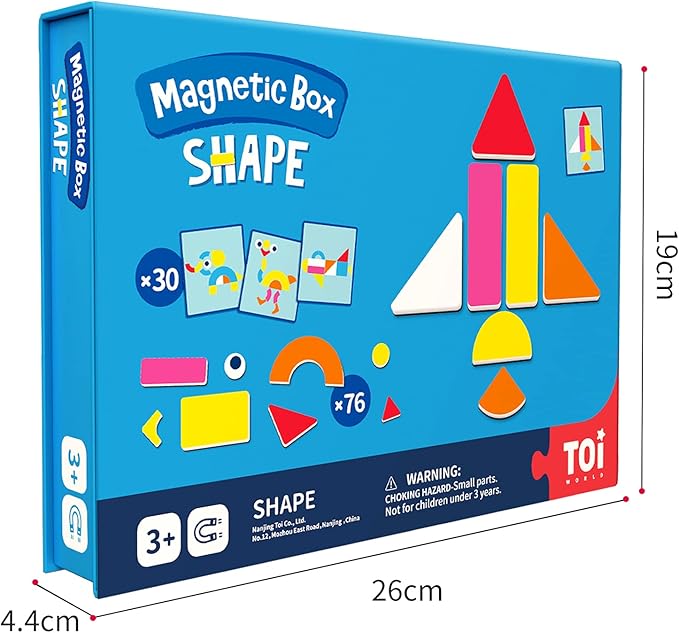Toi Kids Magnet Toys Magnetic Jigsaw Puzzle Boxes with Game Board for Kids Ages 3-8, Preschool Tabletop Toy for Toddlers, Portable Travel Game, Shape