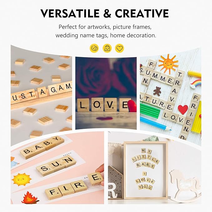 500 Pieces Letter Tiles, Magicfly Wooden Scrabble Tiles for Crafts, A-Z Capital Wood Letters for Crafts, Spelling,Scrabble Crossword Game