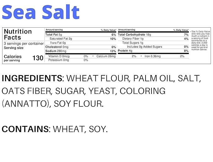 7Days Bagel Chips, Sea Salt, Gourmet Crackers, Non-GMO Baked Snack, (3.17oz, Pack of 12)