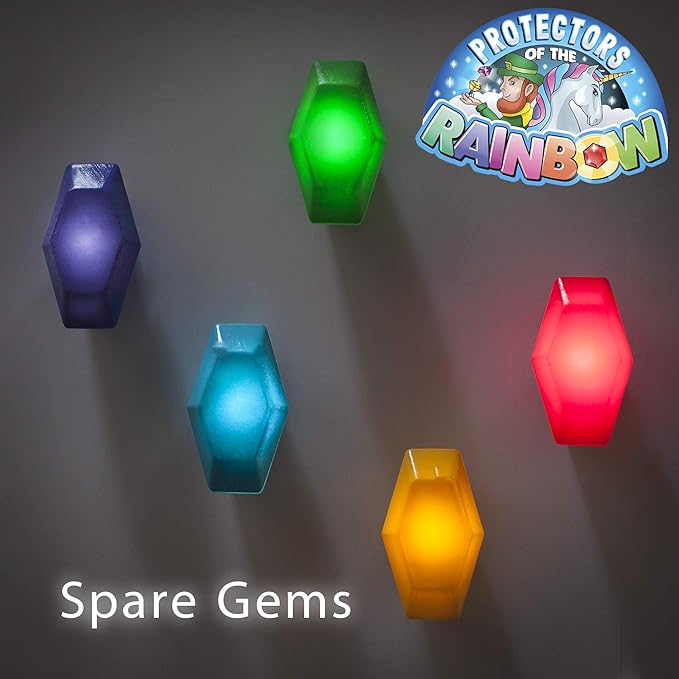 Starlux Games Protectors of The Rainbow - Gem Replacement Set | Ages 4+ | Includes 5 Glowing Gems & All Required Batteries | Hide & Seek Toys | Light Up Toys | Glow in The Dark Game for Kids