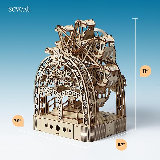Mechanical 3D Wooden Puzzles, Brain-Teasing Puzzle Game for Every Occasion, Ideal Gifts for Teens and Adults (Ferris Wheel)
