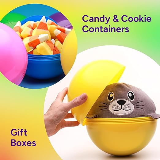 Big Claw Machine Capsules Orange Plastic Sphere Party Favor Containers Round 5 pcs 7.9 inch Jumbo Plastic Christmas Ornaments Extra Large Candy Gift Box Empty Craft Party Supplies Vending Capsules