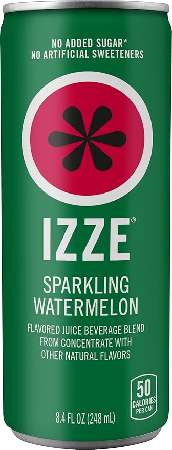 IZZE Sparkling Juice Beverage Blend, Watermelon, No Sugar Added, 8.4 FL OZ, 24 Cans
