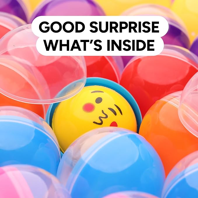 Entervending Empty Clear-Colored Round Capsules 2 inch 25 pcs Bulk 7 Colors Capsule for Toy Gumball Machines Plastic Containers Surprise for Kids Party