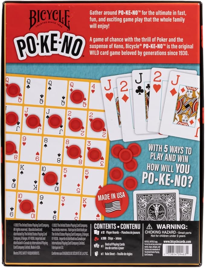 Bicycle Pokeno Playing Card Game Pack (Includes 1 Deck, Scorecards, and Chips)
