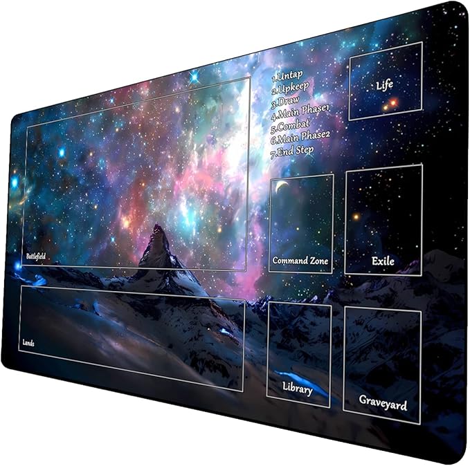 MTG Playmat, Game Play Mat for MTG TCG 24 x 14 inches Trading Card Inked Game Playmats with Storage Bag Smooth Rubber Surface Battle Game (Playmat 7)