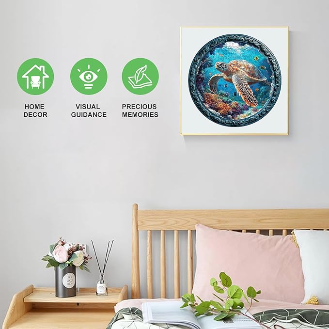 Wooden Puzzle for Adults โ Unique Sea Turtle-Shaped Jigsaw, Ocean Animal Design Brain Teaser for Kid & Teen 220 Pieces, 10"x10", Ships as Whole Puzzle Board, Gift-Ready Box, Fun Family Game,