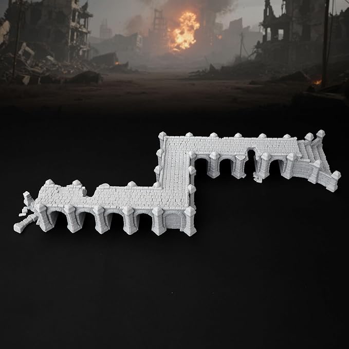 AF687 Broken Viaduct – DND Terrain for Dungeon Masters, 28PCS RPG Starter Set with Modular Bridge Ruins, Perfect Beginner Bundle for TTRPG and Tabletop Campaigns - Role Playing Buildings