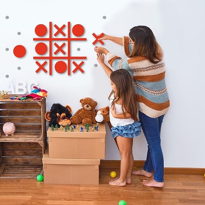 Magnetic Tic Tac Toe Wall-Mount Game,Game Room Decor,Hallway Decor,Playroom Decor,Modern Wall Decals for Kids Room,Classroom&Offices,Best Gift for Family, Friends (Orange)