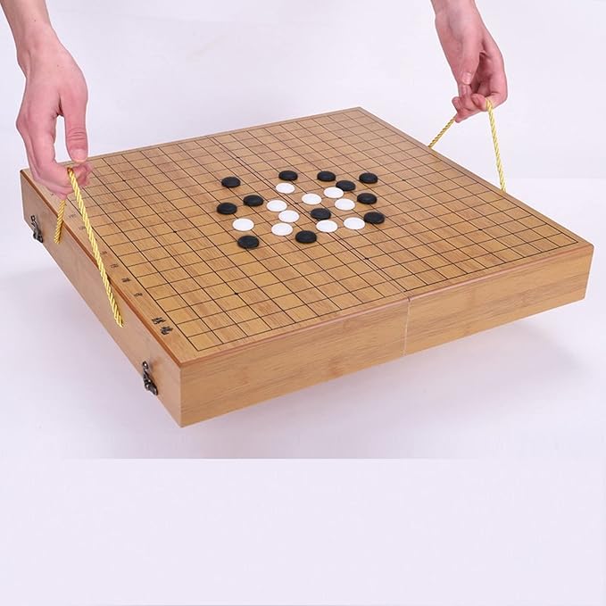 19x19 / Go Game SetHigh Grade Gift Box Board with Single Convex Melamine Stones and Bamboo Bowls Set